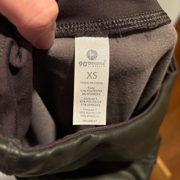90 Degrees by Reflex Faux Leather Leggings in Military Green XS - Picture 4 of 5